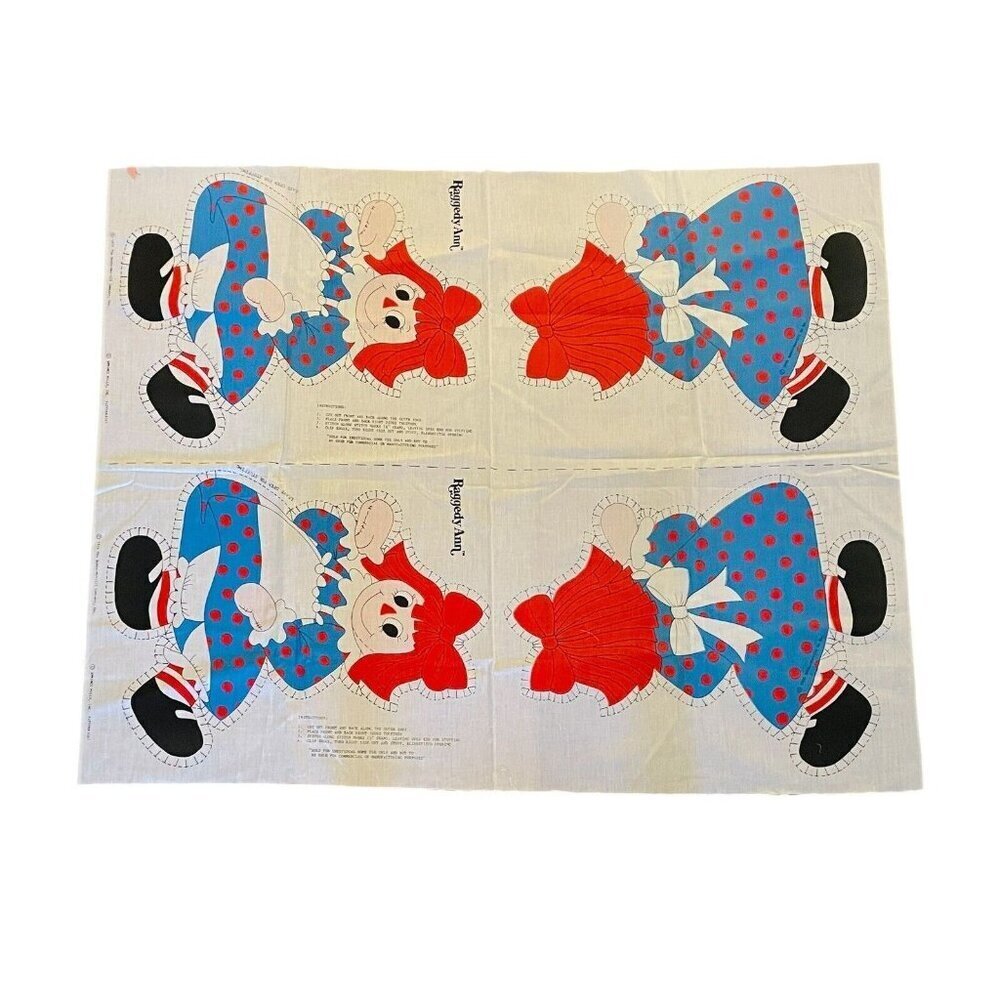 Vintage 1978 Raggedy Ann Cut & Sew Pillow Doll Pattern Form Set of 2